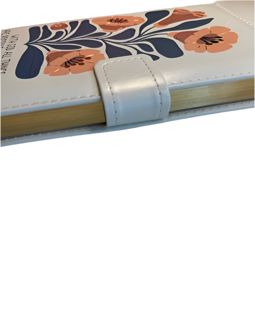 With God all things White Floral Notebook