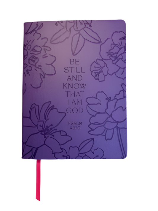 Be Still & Know Purple Floral Notebook