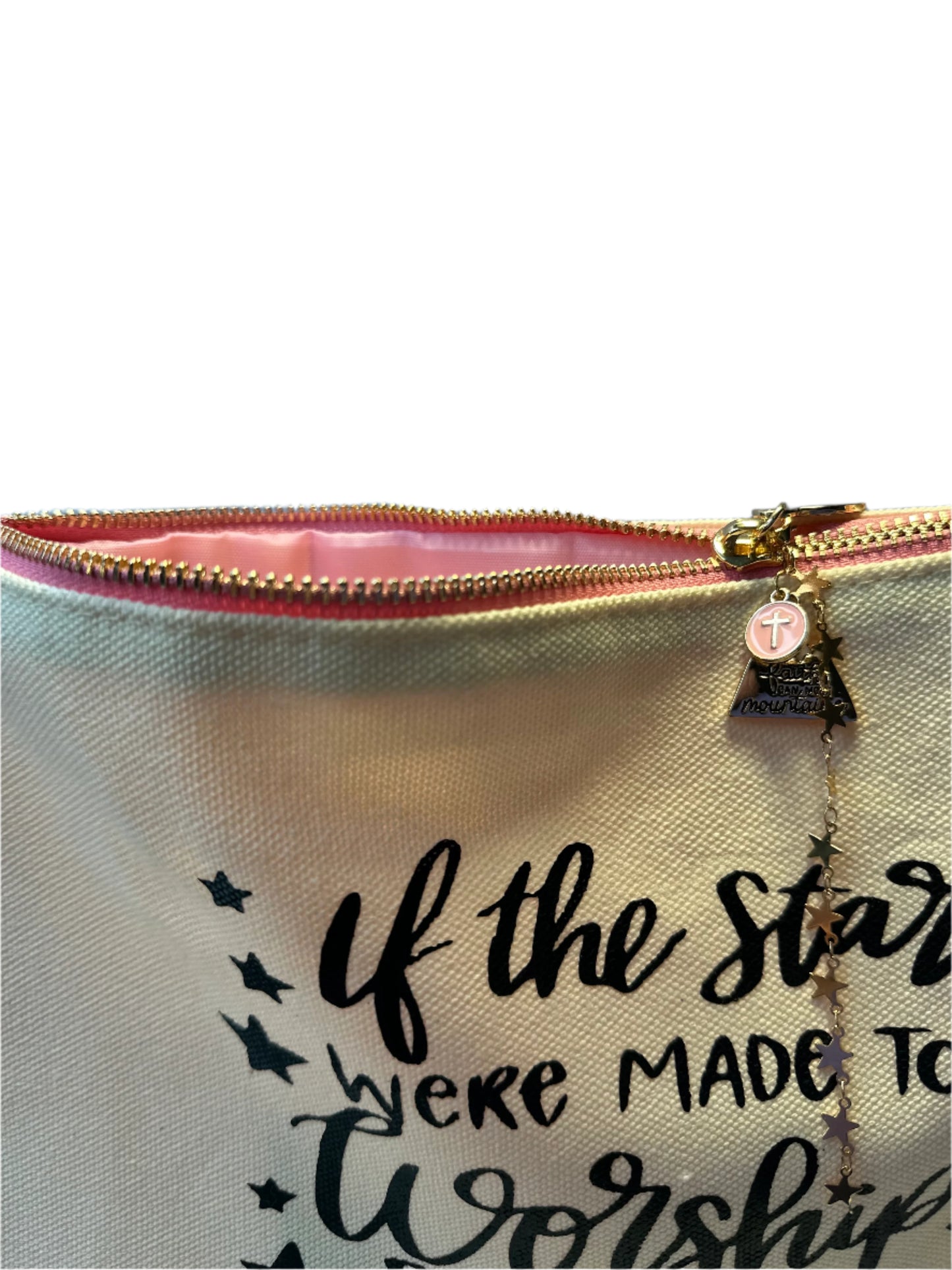 Pink "So Will I" Canvas Pencil Bag