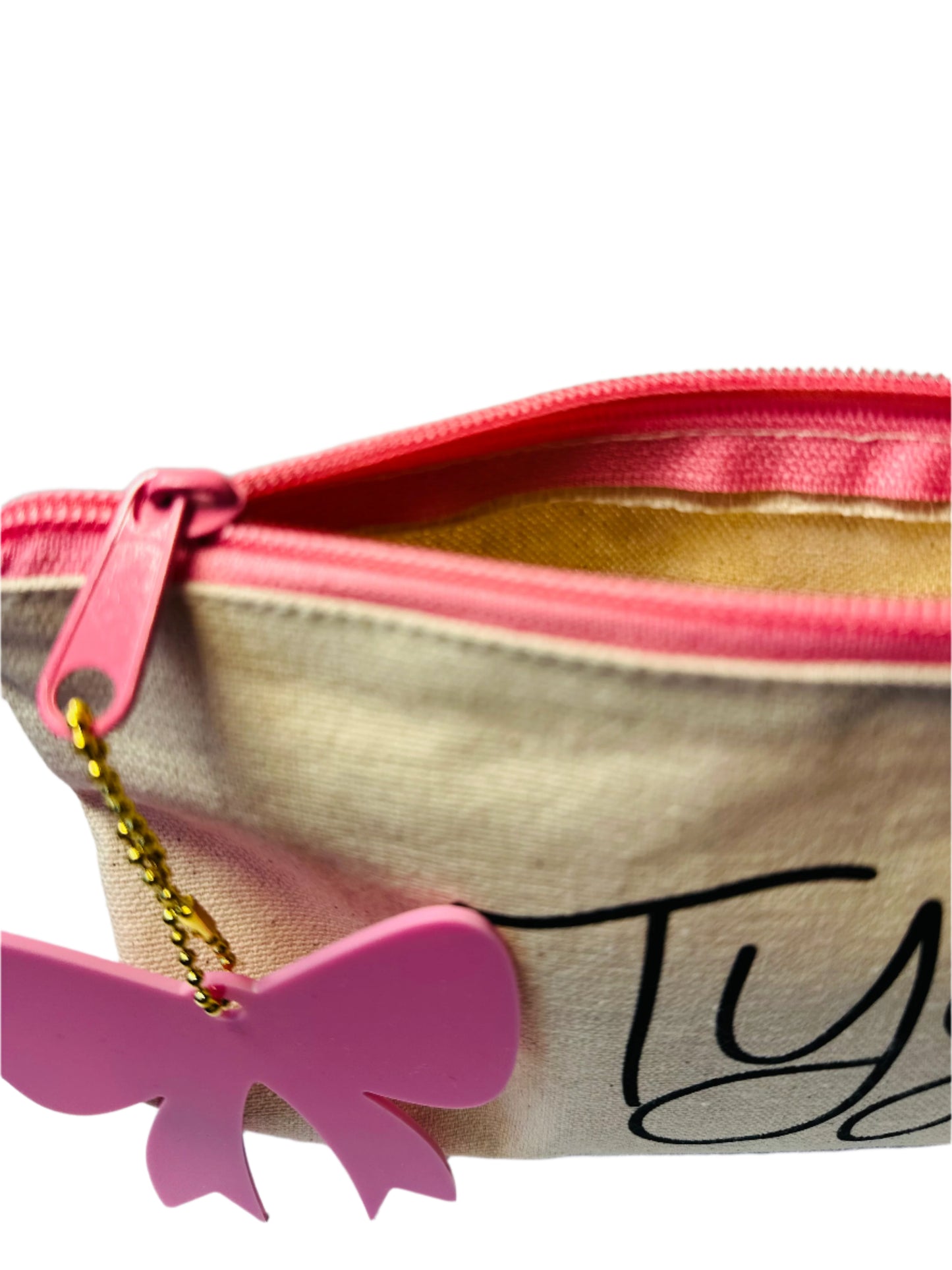 TYJ Pink Zipper Small Canvas Bag