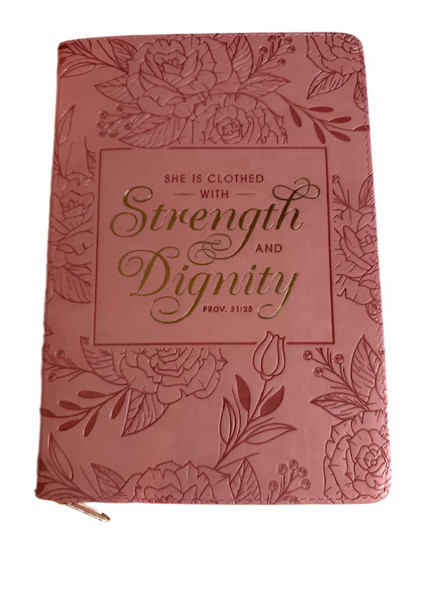 She is Clothed Pink Floral Zippered Notebook