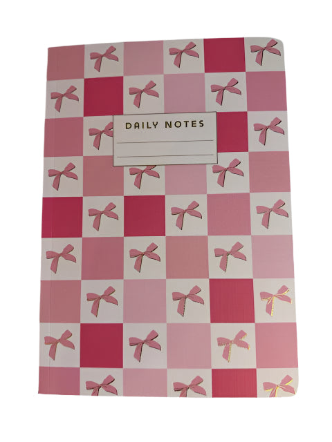 Daily Notes Pink Bows Notebook