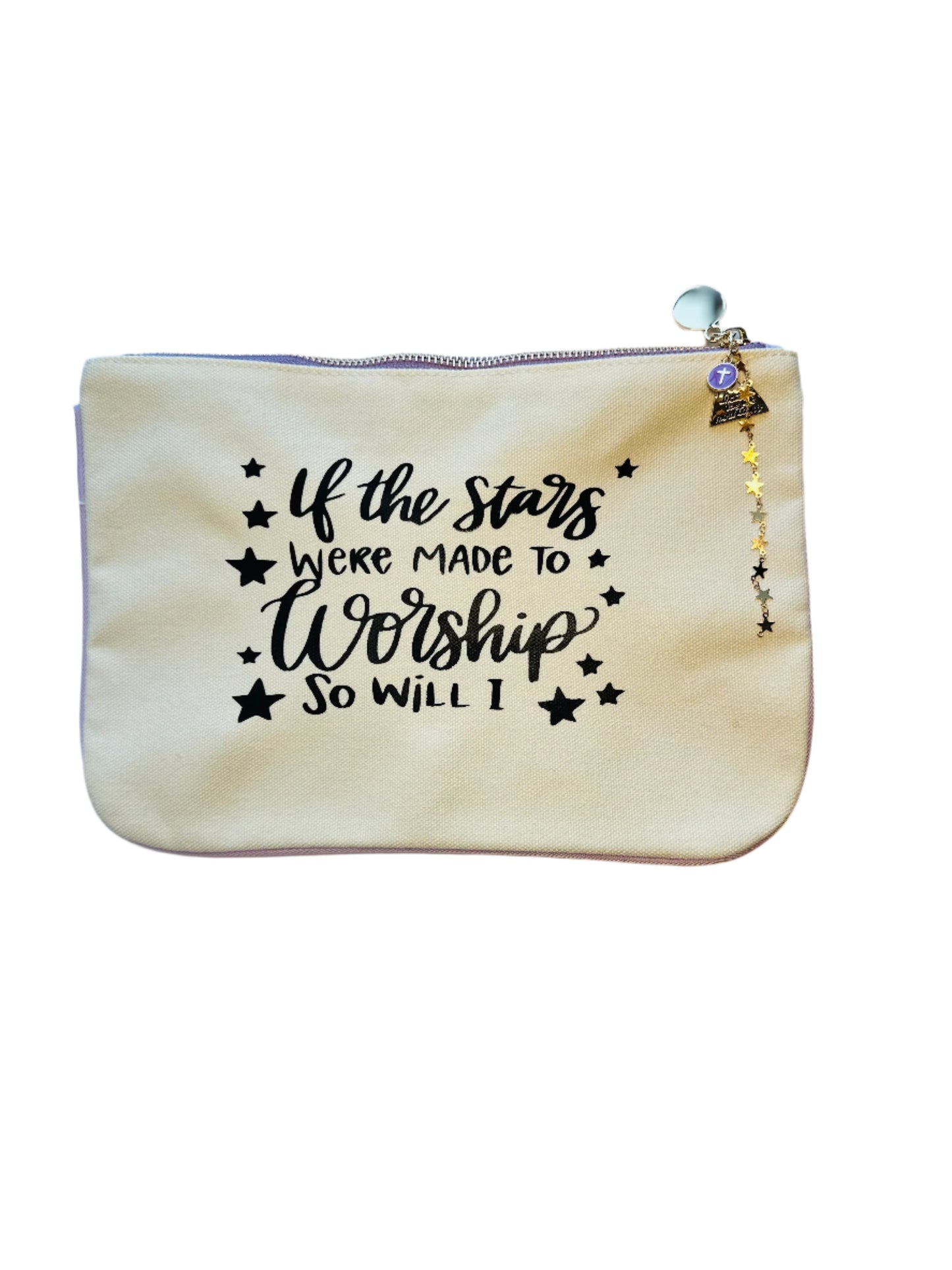 Purple "So Will I" Canvas Pencil Bag