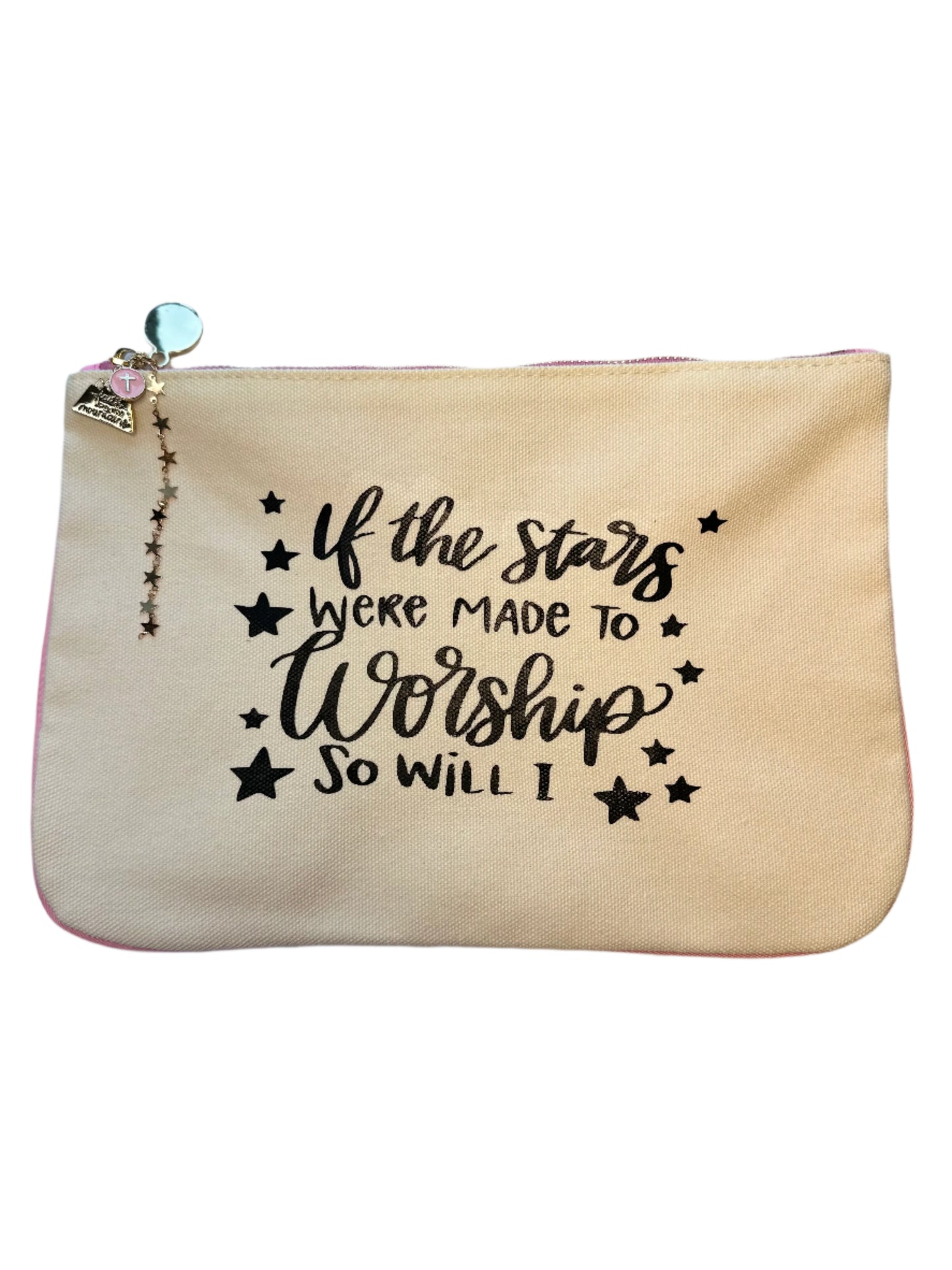 Pink "So Will I" Canvas Pencil Bag