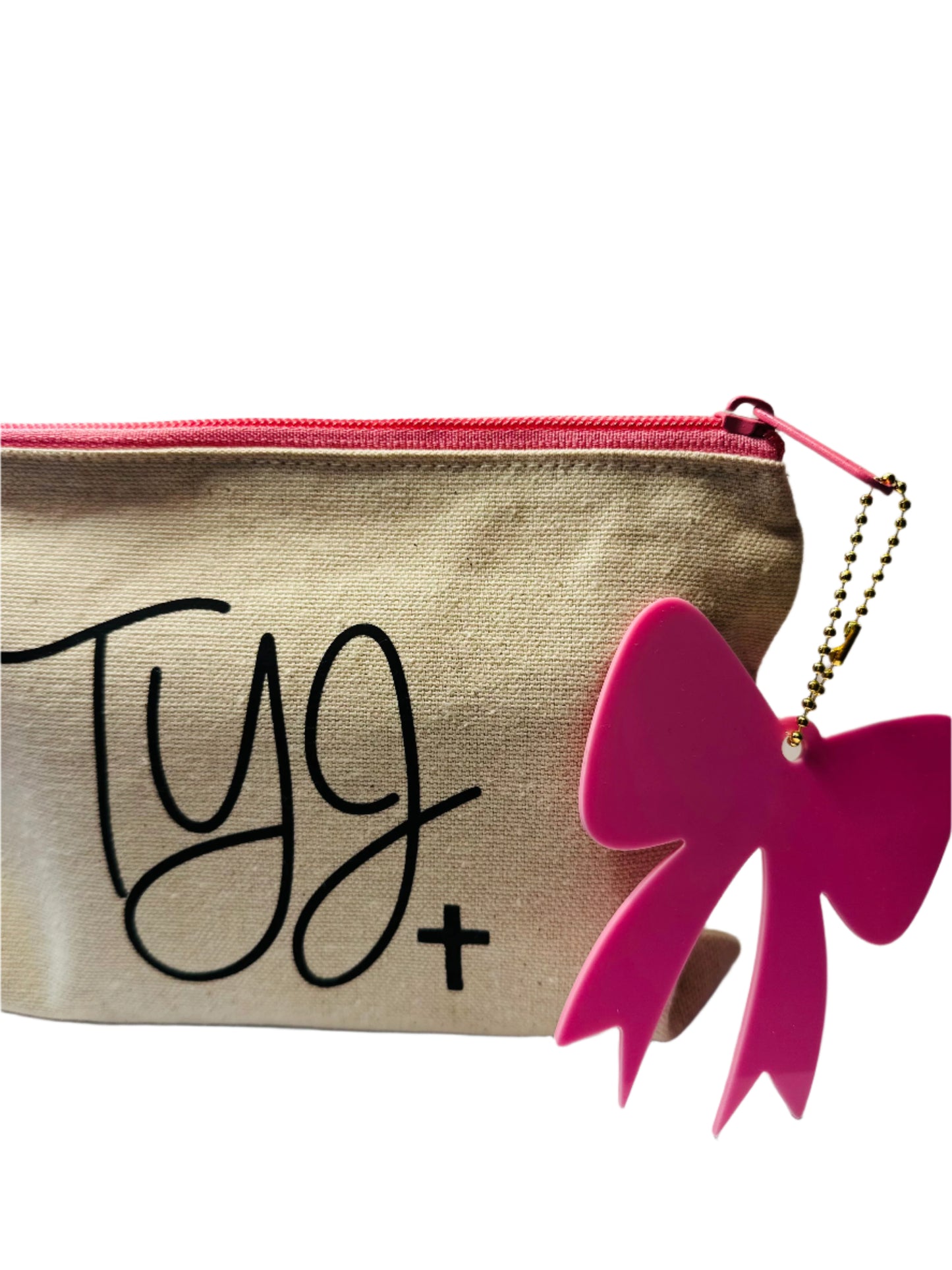 TYJ Pink Zipper Small Canvas Bag
