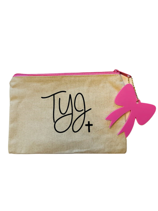 TYJ Pink Zipper Small Canvas Bag